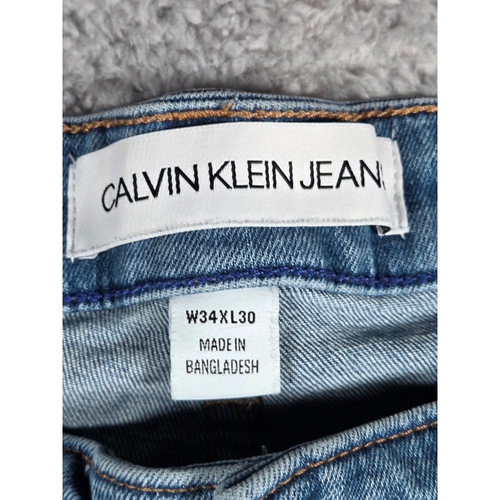 Calvin Klein Jeans Slim Fit 34x30 Medium Wash Blue Mens Distressed Denim - Picture 5 of 10